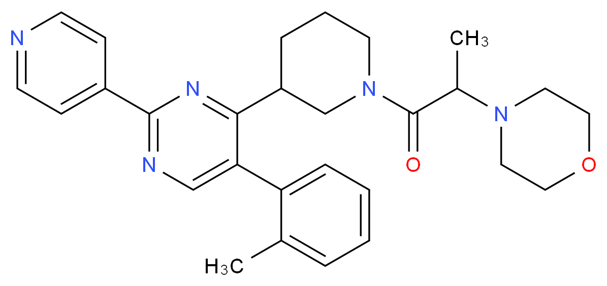 4-(1-methyl-2-{3-[5-(2-methylphenyl)-2-(4-pyridinyl)-4-pyrimidinyl]-1-piperidinyl}-2-oxoethyl)morpholine_分子结构_CAS_)