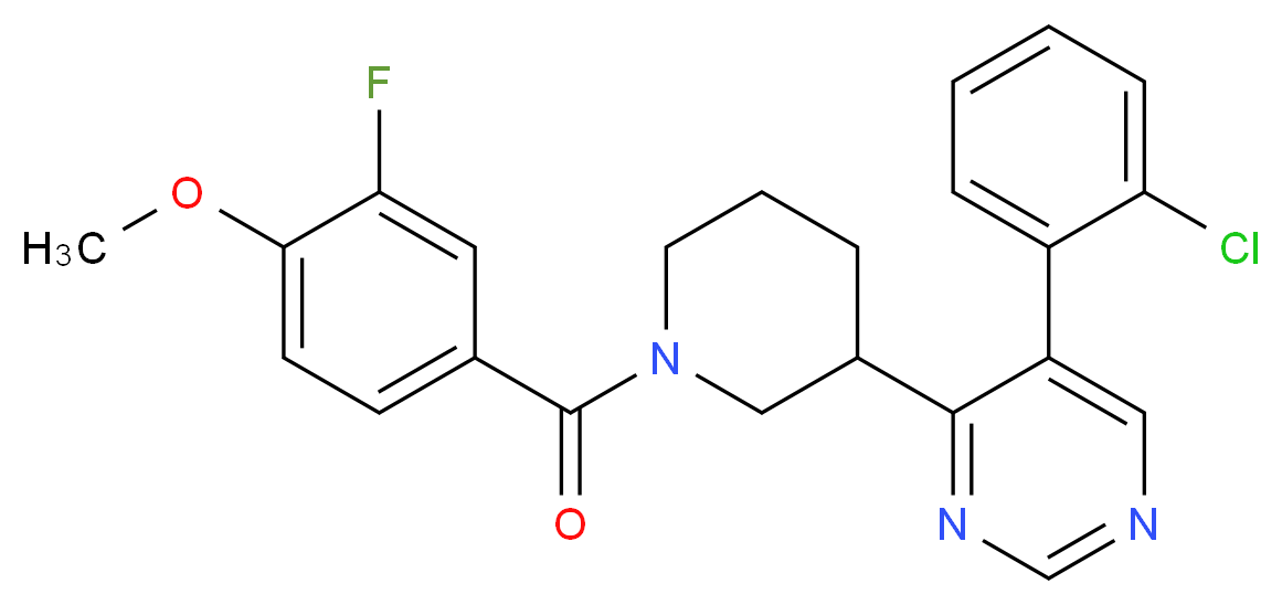 5-(2-chlorophenyl)-4-[1-(3-fluoro-4-methoxybenzoyl)-3-piperidinyl]pyrimidine_分子结构_CAS_)