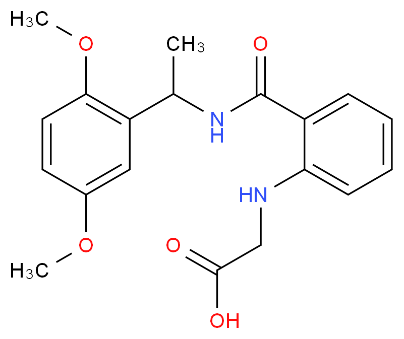 {[2-({[1-(2,5-dimethoxyphenyl)ethyl]amino}carbonyl)phenyl]amino}acetic acid_分子结构_CAS_)