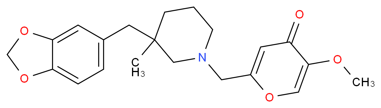 2-{[3-(1,3-benzodioxol-5-ylmethyl)-3-methylpiperidin-1-yl]methyl}-5-methoxy-4H-pyran-4-one_分子结构_CAS_)