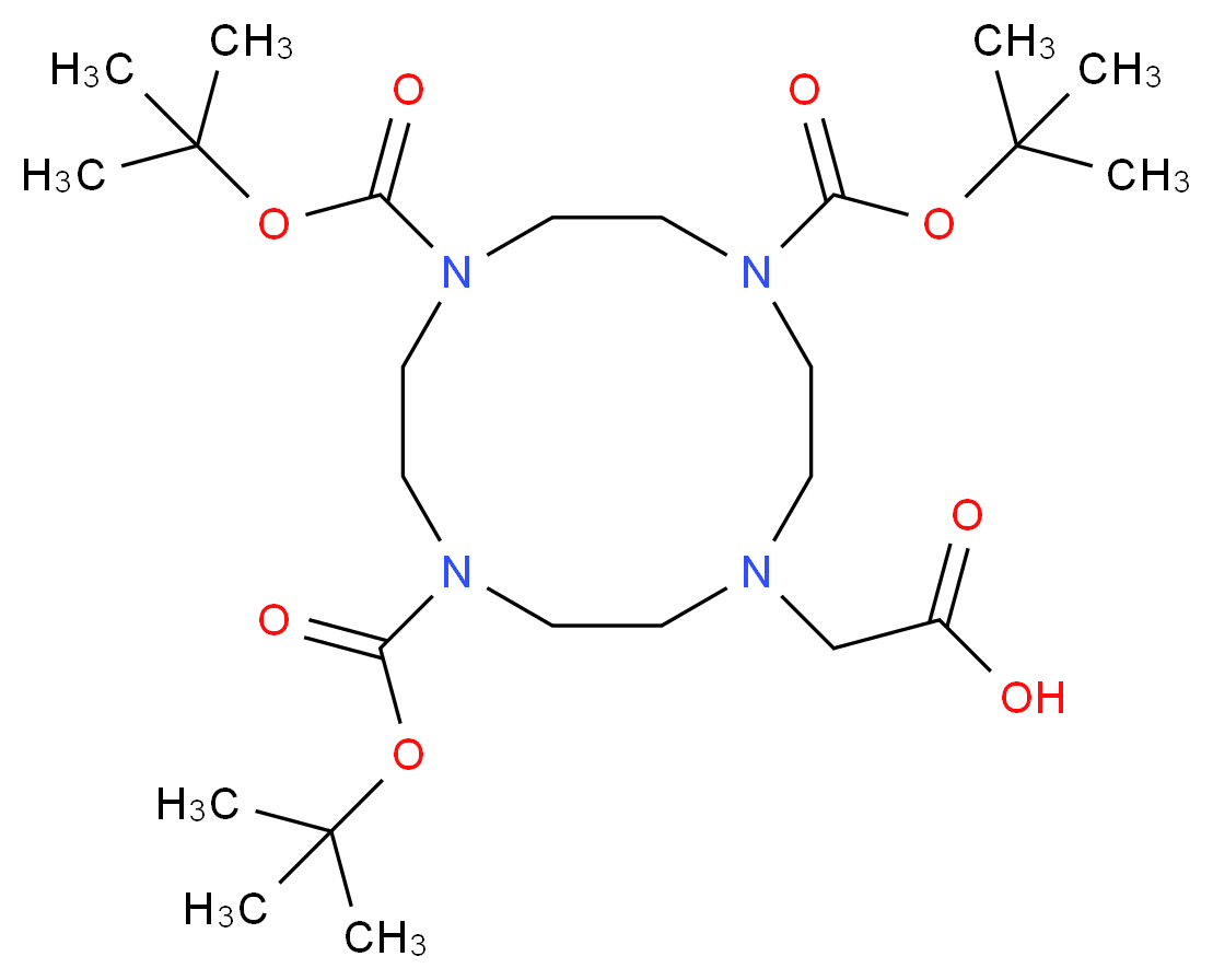 2-{4,7,10-tris[(tert-butoxy)carbonyl]-1,4,7,10-tetraazacyclododecan-1-yl}acetic acid_分子结构_CAS_247193-74-4