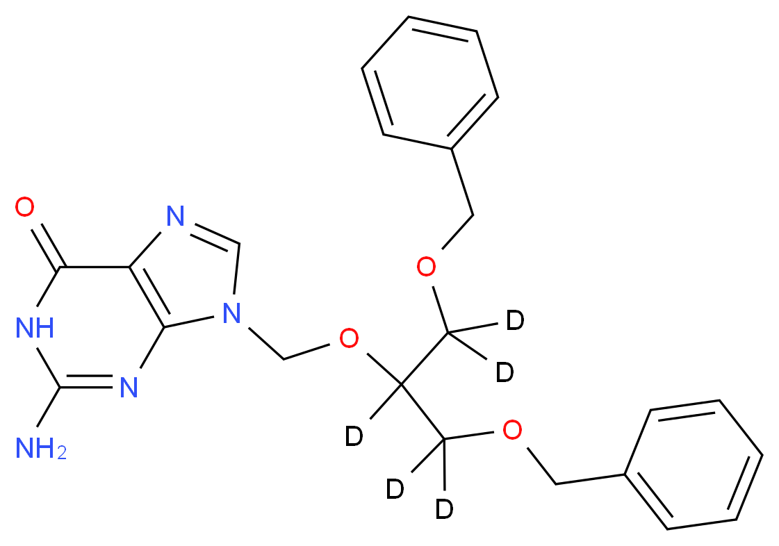 9-[[2-Benzyloxy-1-(benzyloxymethyl)-ethoxy]methyl]guanine-d5_分子结构_CAS_1185100-63-3)