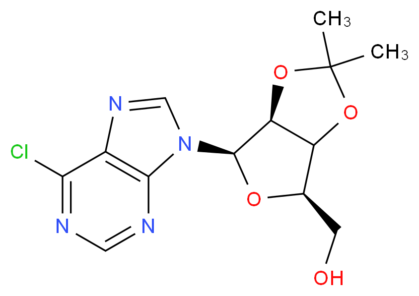 6-Chloropurine-9-(2,3-isopropylidene-β-D-ribofuranoside)_分子结构_CAS_39824-26-5)