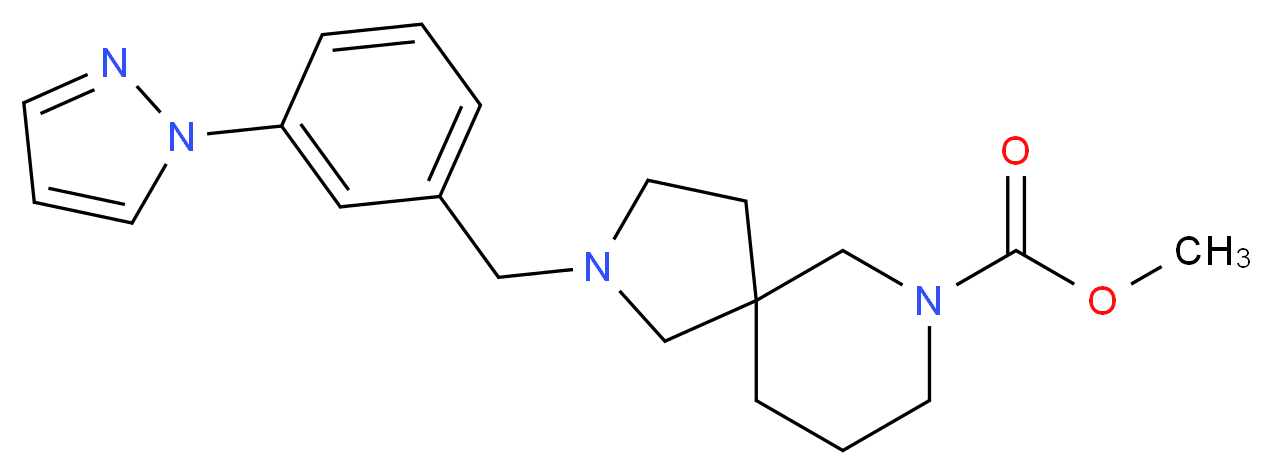 methyl 2-[3-(1H-pyrazol-1-yl)benzyl]-2,7-diazaspiro[4.5]decane-7-carboxylate_分子结构_CAS_)