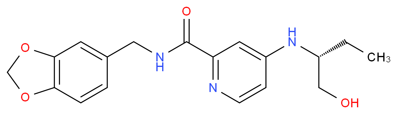 N-(1,3-benzodioxol-5-ylmethyl)-4-{[(1R)-1-(hydroxymethyl)propyl]amino}-2-pyridinecarboxamide_分子结构_CAS_)