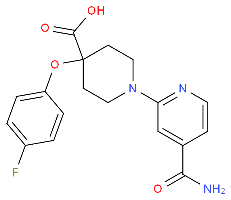 1-[4-(aminocarbonyl)pyridin-2-yl]-4-(4-fluorophenoxy)piperidine-4-carboxylic acid_分子结构_CAS_)