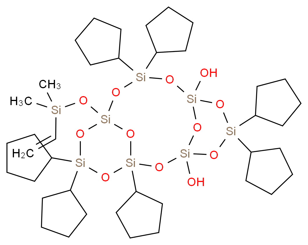 3,5,5,9,9,13,13-heptacyclopentyl-7-[(ethenyldimethylsilyl)oxy]tricyclo[9.3.1.1<sup>3</sup>,<sup>7</sup>]heptasiloxane-1,11-diol_分子结构_CAS_319910-53-7