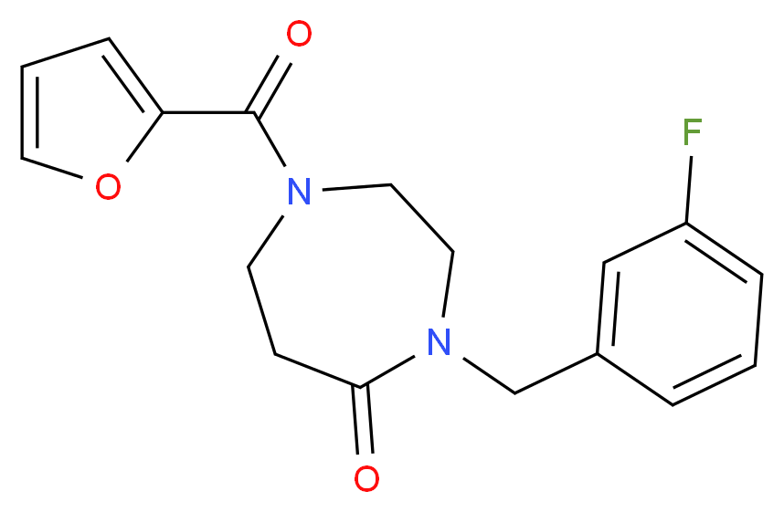 4-(3-fluorobenzyl)-1-(2-furoyl)-1,4-diazepan-5-one_分子结构_CAS_)