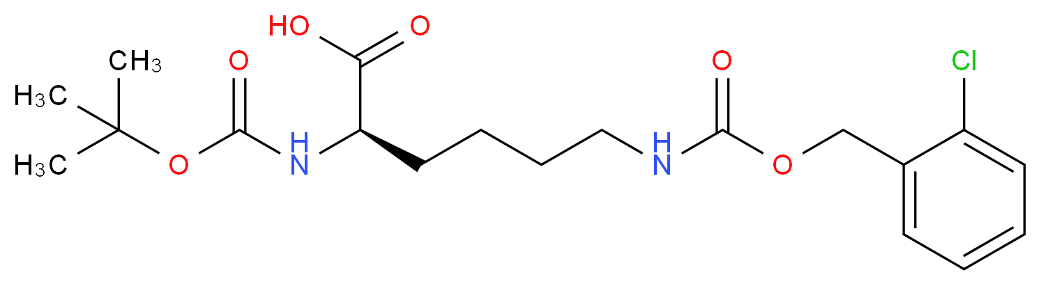 (2R)-2-{[(tert-butoxy)carbonyl]amino}-6-({[(2-chlorophenyl)methoxy]carbonyl}amino)hexanoic acid_分子结构_CAS_57096-11-4