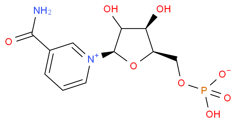 3-carbamoyl-1-[(2R,4R,5R)-5-[(hydrogen phosphonatooxy)methyl]-3,4-dihydroxyoxolan-2-yl]-1λ<sup>5</sup>-pyridin-1-ylium_分子结构_CAS_1094-61-7