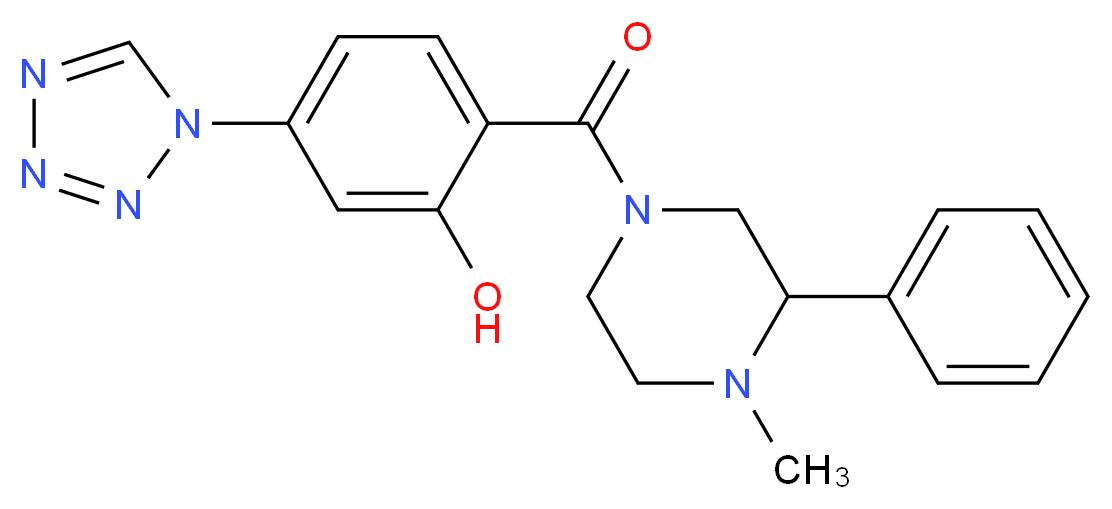 2-[(4-methyl-3-phenylpiperazin-1-yl)carbonyl]-5-(1H-tetrazol-1-yl)phenol_分子结构_CAS_)