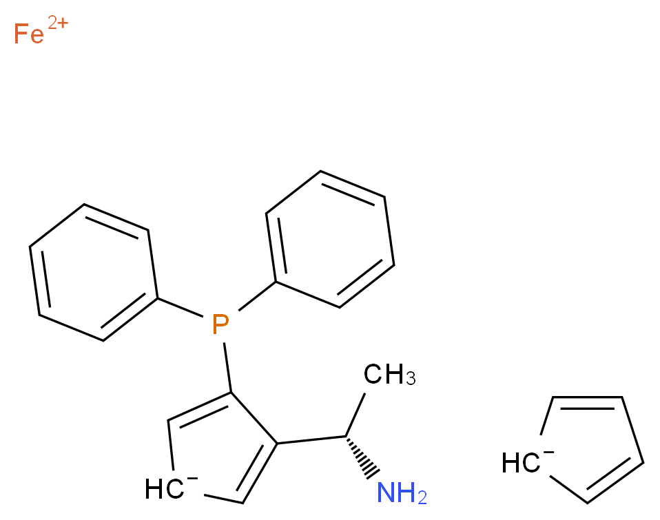 λ<sup>2</sup>-iron(2+) ion 3-[(1S)-1-aminoethyl]-4-(diphenylphosphanyl)cyclopenta-2,4-dien-1-ide cyclopenta-2,4-dien-1-ide_分子结构_CAS_607389-84-4