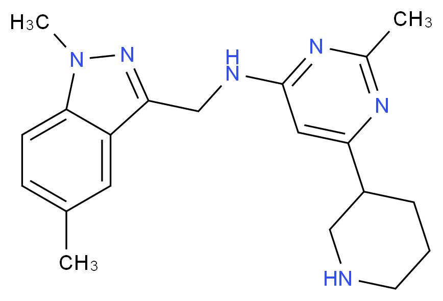 N-[(1,5-dimethyl-1H-indazol-3-yl)methyl]-2-methyl-6-piperidin-3-ylpyrimidin-4-amine_分子结构_CAS_)
