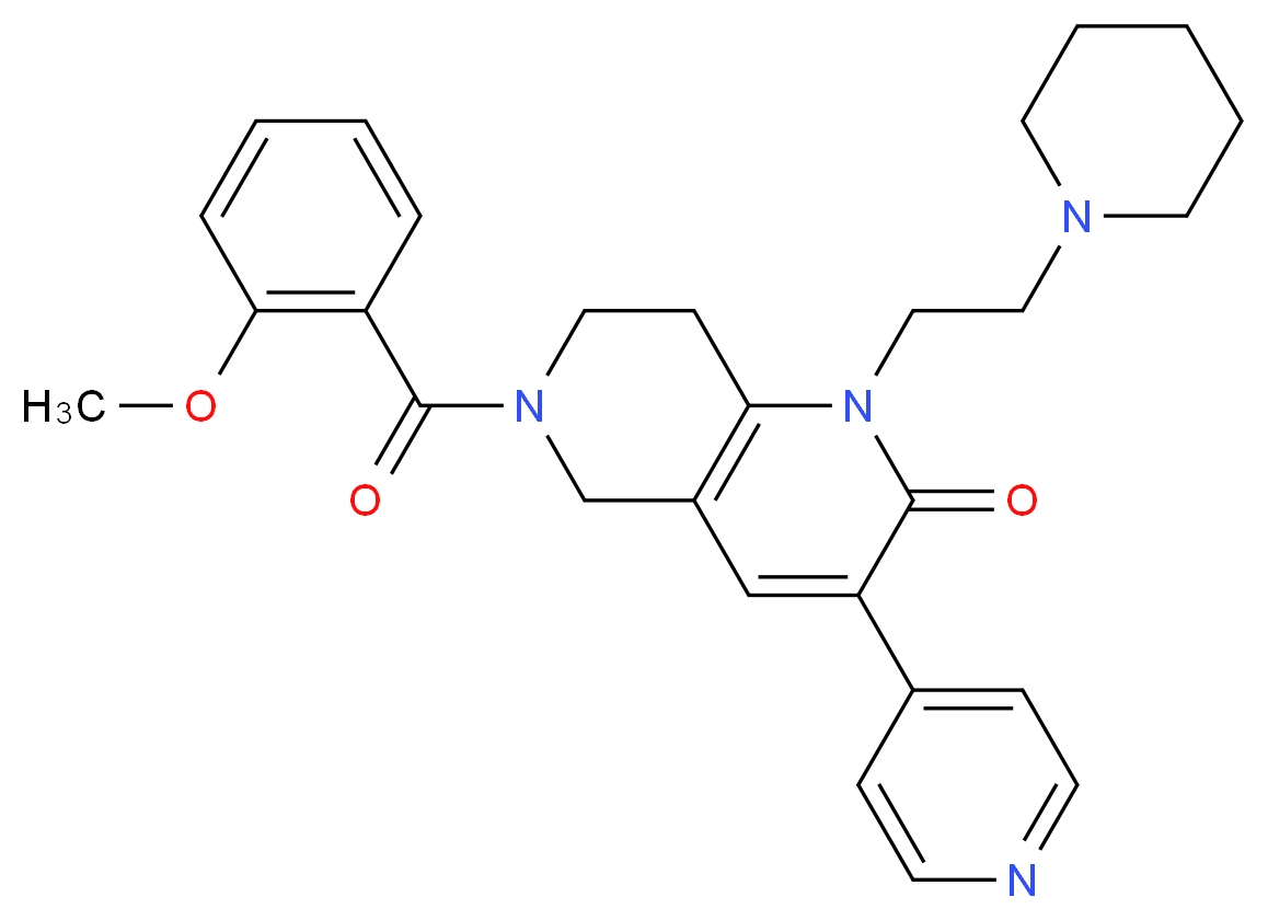 6-(2-methoxybenzoyl)-1-[2-(1-piperidinyl)ethyl]-3-(4-pyridinyl)-5,6,7,8-tetrahydro-1,6-naphthyridin-2(1H)-one_分子结构_CAS_)