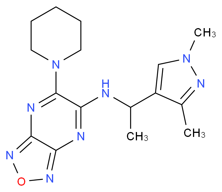 N-[1-(1,3-dimethyl-1H-pyrazol-4-yl)ethyl]-6-(1-piperidinyl)[1,2,5]oxadiazolo[3,4-b]pyrazin-5-amine_分子结构_CAS_)