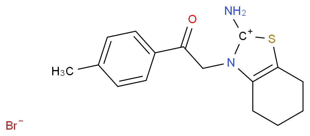 2-amino-3-[2-(4-methylphenyl)-2-oxoethyl]-2,3,4,5,6,7-hexahydro-1,3-benzothiazol-2-ylium bromide_分子结构_CAS_63208-82-2