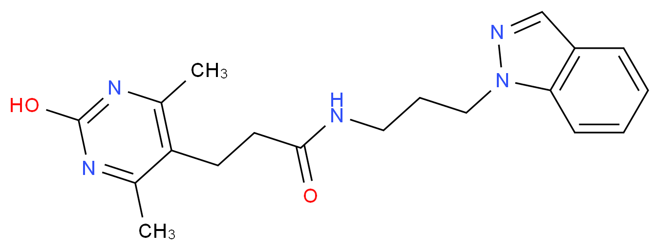 3-(2-hydroxy-4,6-dimethylpyrimidin-5-yl)-N-[3-(1H-indazol-1-yl)propyl]propanamide_分子结构_CAS_)