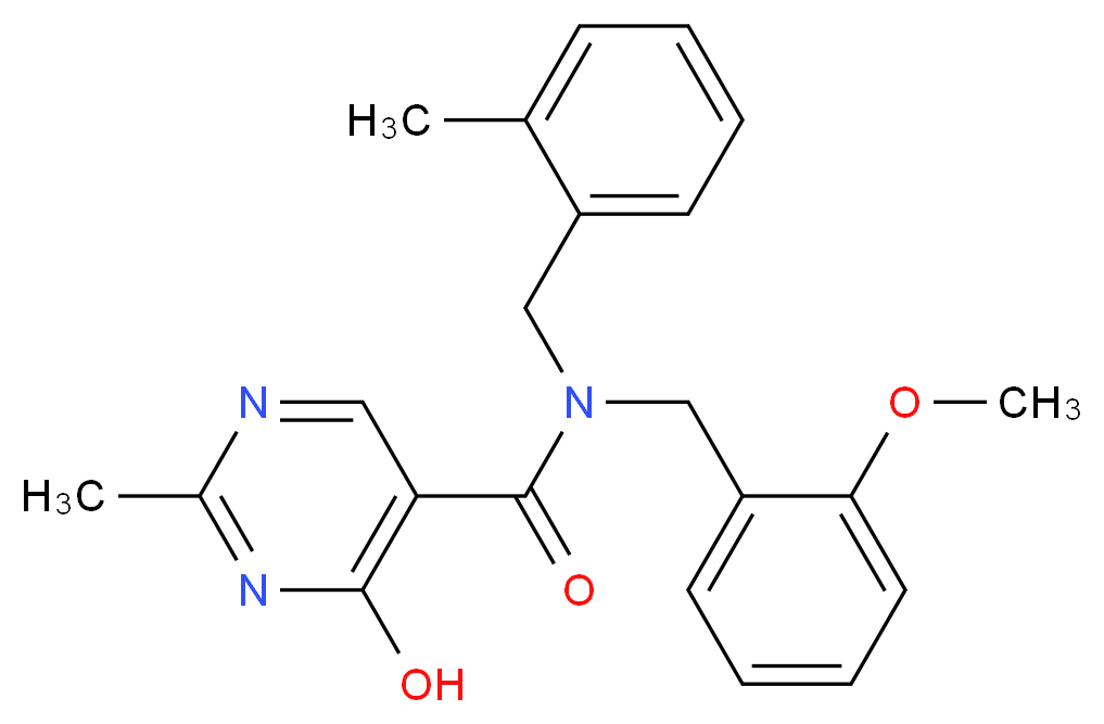4-hydroxy-N-(2-methoxybenzyl)-2-methyl-N-(2-methylbenzyl)pyrimidine-5-carboxamide_分子结构_CAS_)