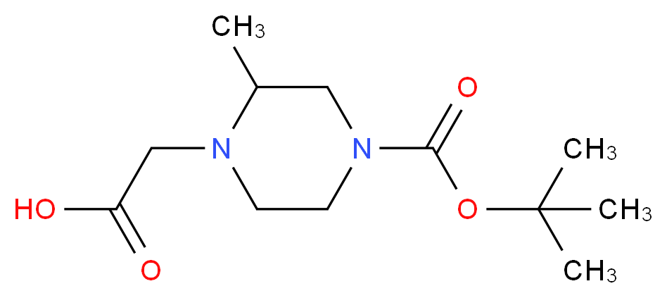 2-{4-[(tert-butoxy)carbonyl]-2-methylpiperazin-1-yl}acetic acid_分子结构_CAS_666853-16-3