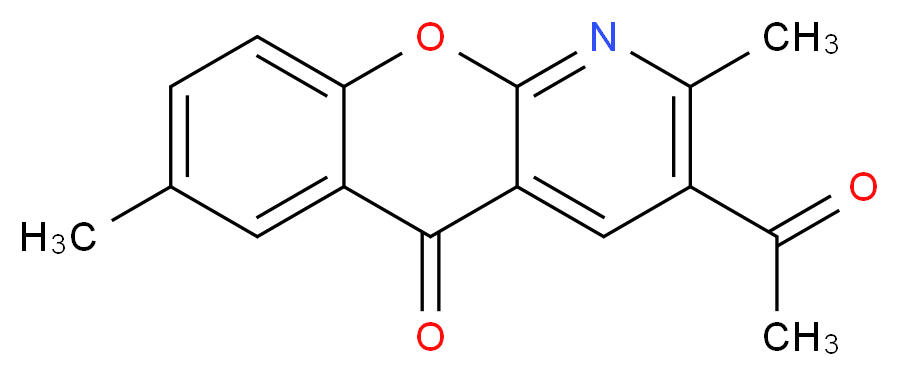 3-乙酰基-2,7-二甲基-5H-[1]苯并吡喃[2,3-b]吡啶-5-酮_分子结构_CAS_67867-48-5)