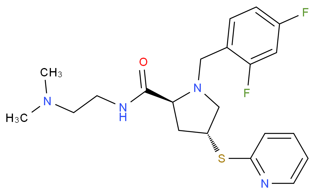 (4R)-1-(2,4-difluorobenzyl)-N-[2-(dimethylamino)ethyl]-4-(2-pyridinylthio)-L-prolinamide_分子结构_CAS_)