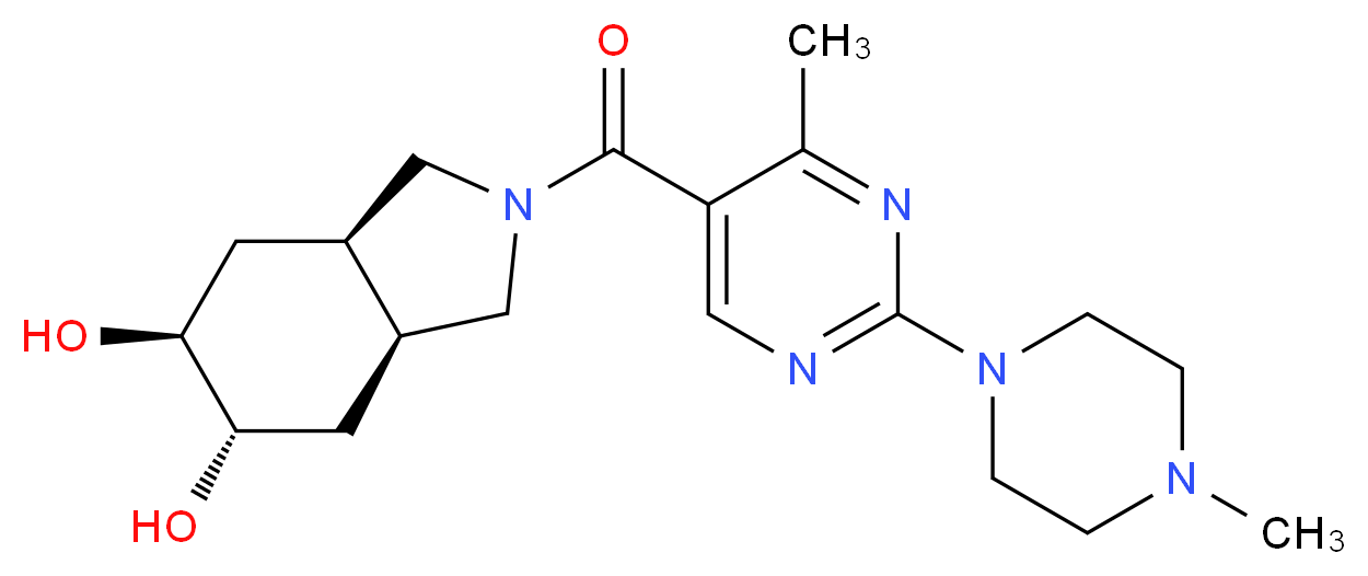 (3aR*,5S*,6S*,7aS*)-2-{[4-methyl-2-(4-methyl-1-piperazinyl)-5-pyrimidinyl]carbonyl}octahydro-1H-isoindole-5,6-diol_分子结构_CAS_)