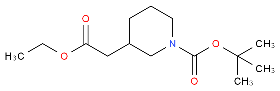 tert-butyl 3-(2-ethoxy-2-oxoethyl)piperidine-1-carboxylate_分子结构_CAS_118667-62-2