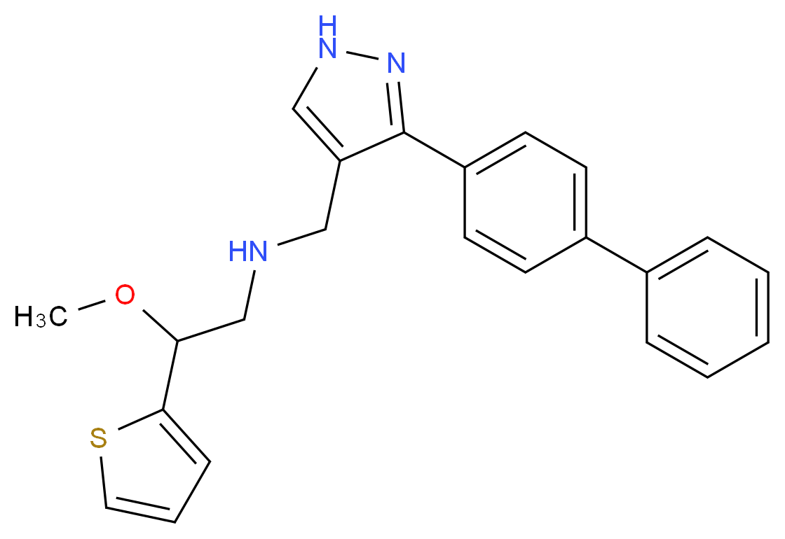 N-{[3-(4-biphenylyl)-1H-pyrazol-4-yl]methyl}-2-methoxy-2-(2-thienyl)ethanamine_分子结构_CAS_)