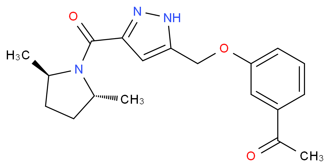 1-{3-[(3-{[(2R,5R)-2,5-dimethylpyrrolidin-1-yl]carbonyl}-1H-pyrazol-5-yl)methoxy]phenyl}ethanone_分子结构_CAS_)