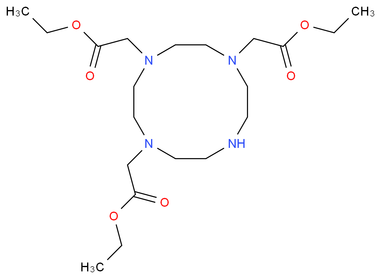 ethyl 2-[4,7-bis(2-ethoxy-2-oxoethyl)-1,4,7,10-tetraazacyclododecan-1-yl]acetate_分子结构_CAS_114873-52-8