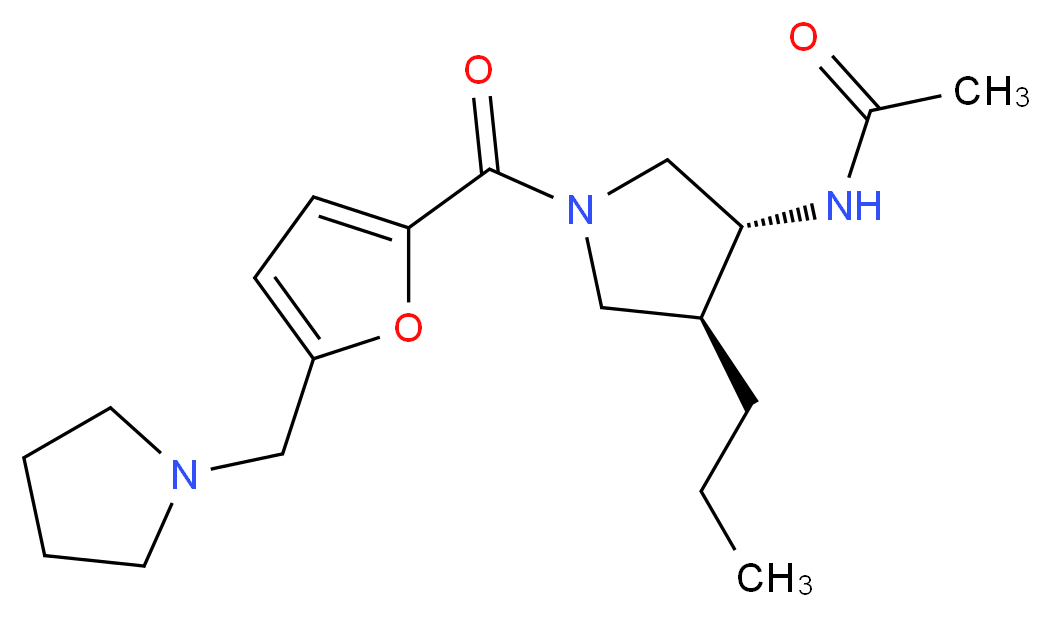 N-{(3R*,4S*)-4-propyl-1-[5-(1-pyrrolidinylmethyl)-2-furoyl]-3-pyrrolidinyl}acetamide_分子结构_CAS_)