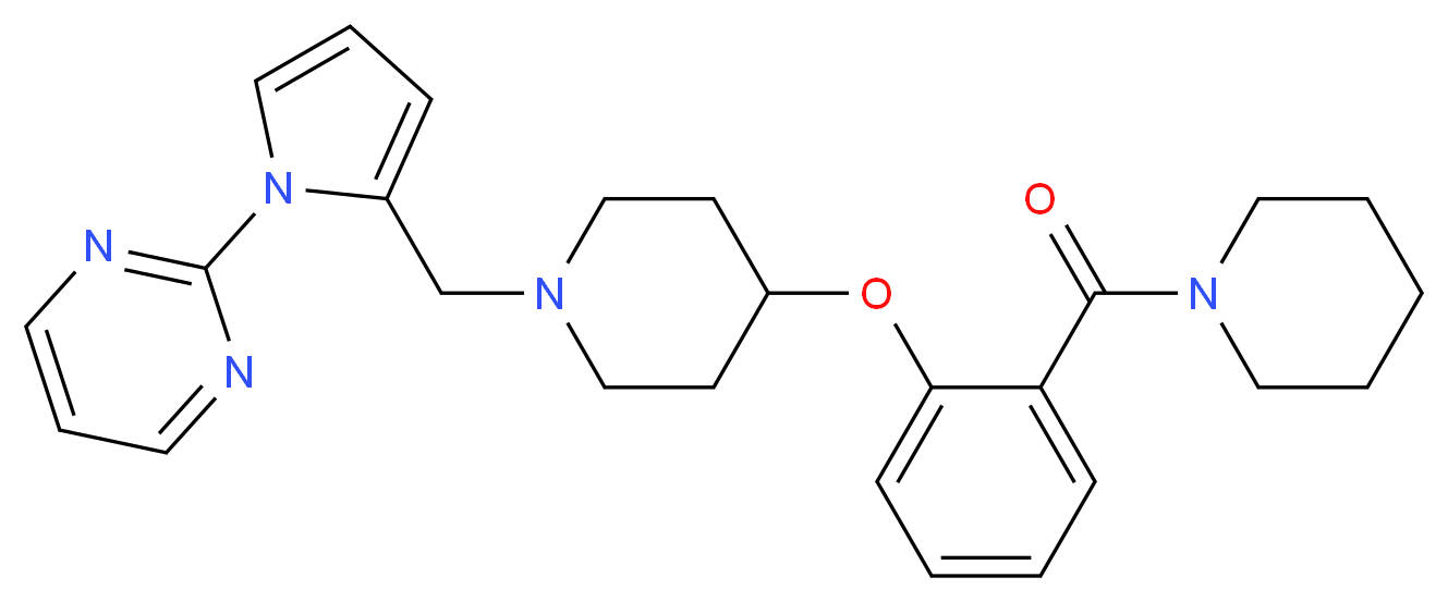 2-[2-({4-[2-(1-piperidinylcarbonyl)phenoxy]-1-piperidinyl}methyl)-1H-pyrrol-1-yl]pyrimidine_分子结构_CAS_)