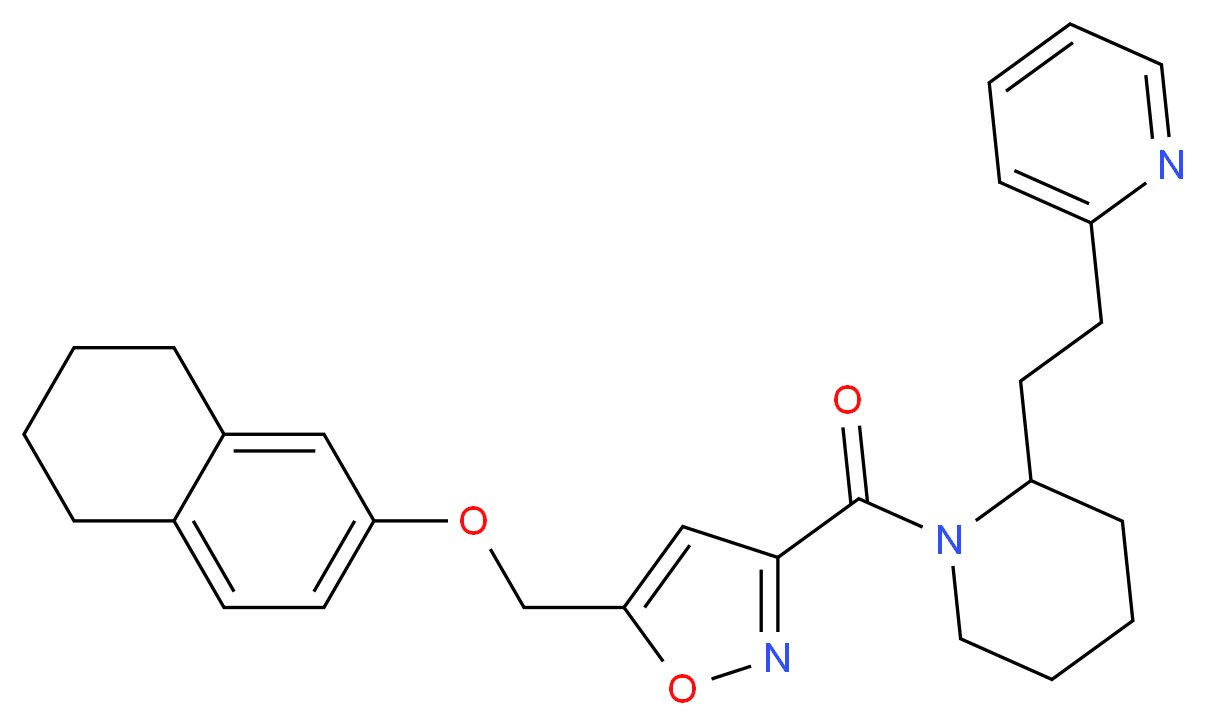 2-{2-[1-({5-[(5,6,7,8-tetrahydro-2-naphthalenyloxy)methyl]-3-isoxazolyl}carbonyl)-2-piperidinyl]ethyl}pyridine_分子结构_CAS_)