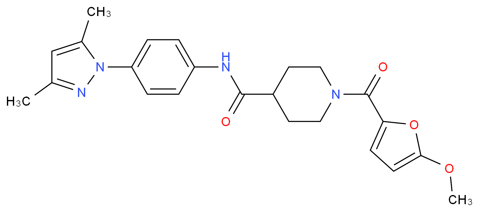 N-[4-(3,5-dimethyl-1H-pyrazol-1-yl)phenyl]-1-(5-methoxy-2-furoyl)-4-piperidinecarboxamide_分子结构_CAS_)