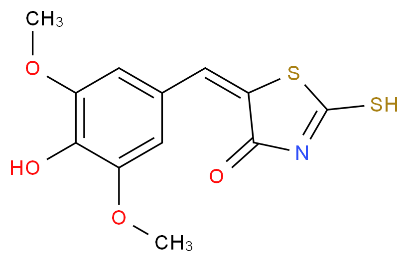 (5E)-5-[(4-hydroxy-3,5-dimethoxyphenyl)methylidene]-2-sulfanyl-4,5-dihydro-1,3-thiazol-4-one_分子结构_CAS_99988-74-6