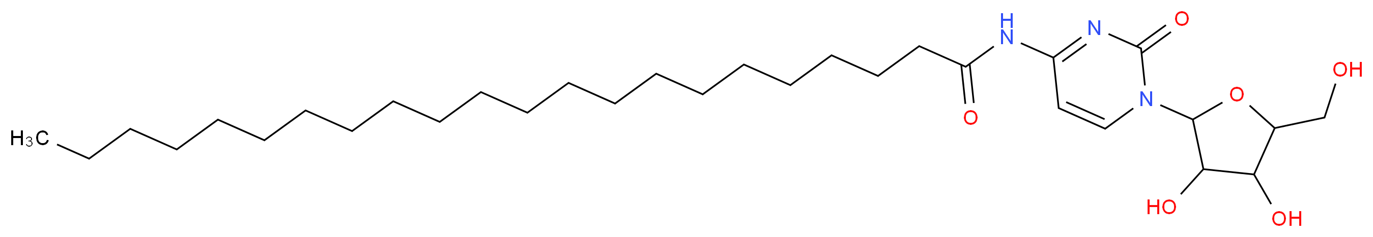 N-{1-[3,4-dihydroxy-5-(hydroxymethyl)oxolan-2-yl]-2-oxo-1,2-dihydropyrimidin-4-yl}docosanamide_分子结构_CAS_55726-47-1