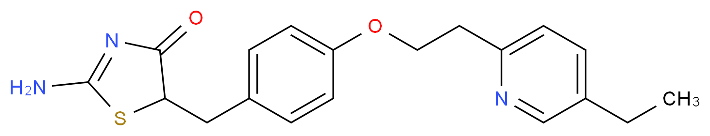 2-amino-5-({4-[2-(5-ethylpyridin-2-yl)ethoxy]phenyl}methyl)-4,5-dihydro-1,3-thiazol-4-one_分子结构_CAS_105355-26-8