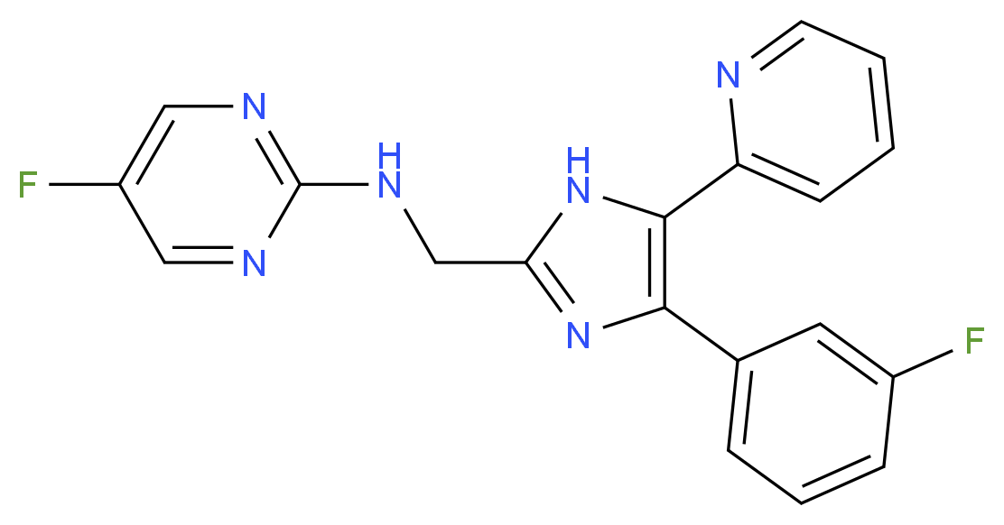 5-fluoro-N-{[4-(3-fluorophenyl)-5-pyridin-2-yl-1H-imidazol-2-yl]methyl}pyrimidin-2-amine_分子结构_CAS_)