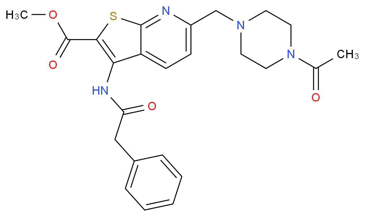 methyl 6-[(4-acetyl-1-piperazinyl)methyl]-3-[(phenylacetyl)amino]thieno[2,3-b]pyridine-2-carboxylate_分子结构_CAS_)
