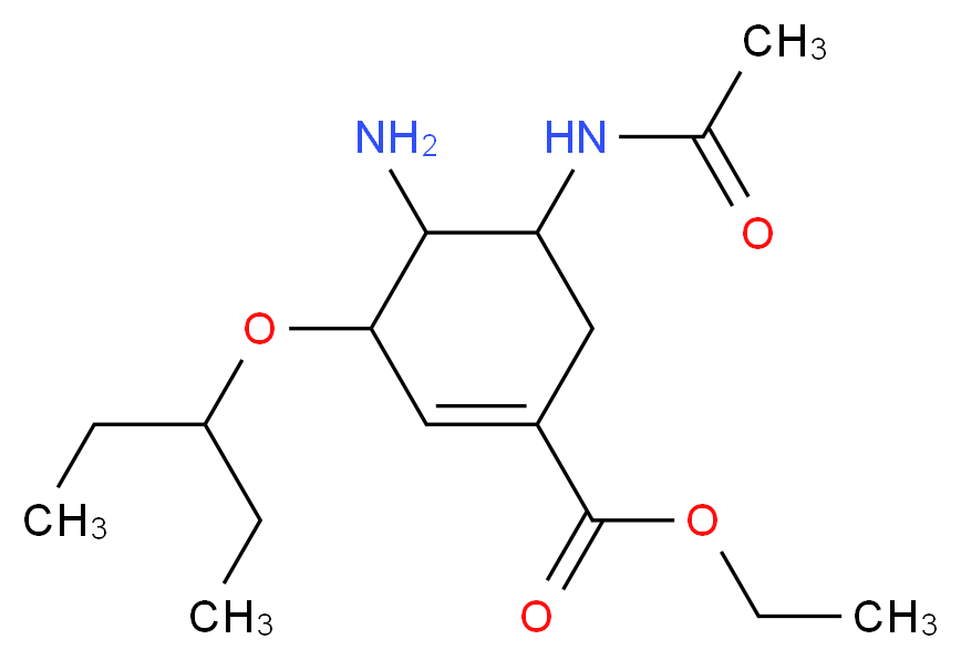 ethyl 4-amino-5-acetamido-3-(pentan-3-yloxy)cyclohex-1-ene-1-carboxylate_分子结构_CAS_956267-10-0