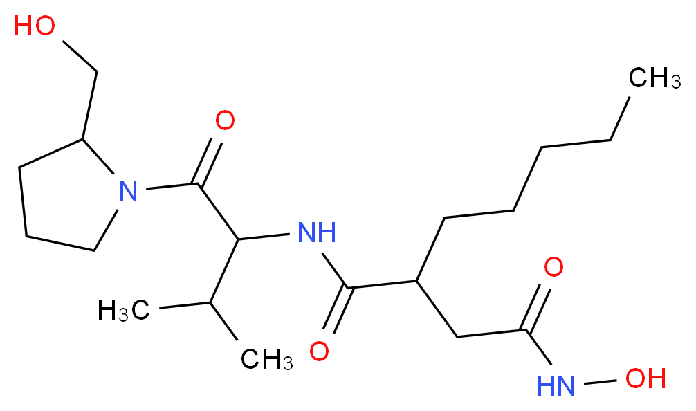 N-hydroxy-N'-{1-[2-(hydroxymethyl)pyrrolidin-1-yl]-3-methyl-1-oxobutan-2-yl}-2-pentylbutanediamide_分子结构_CAS_13434-13-4