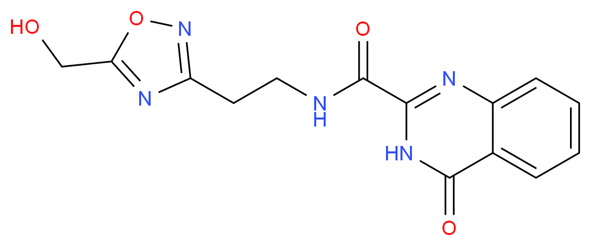 N-{2-[5-(hydroxymethyl)-1,2,4-oxadiazol-3-yl]ethyl}-4-oxo-3,4-dihydroquinazoline-2-carboxamide_分子结构_CAS_)