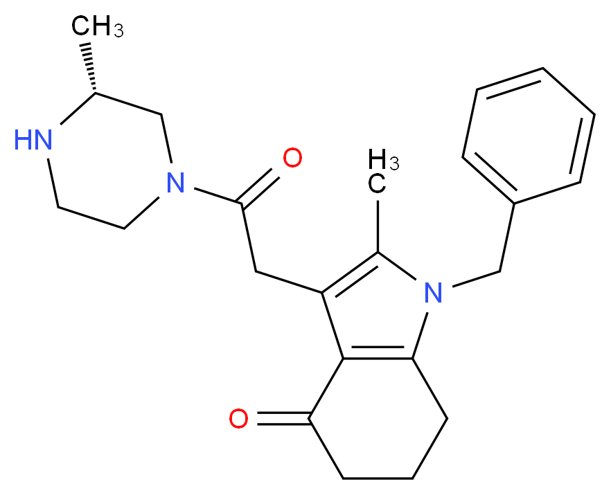 1-benzyl-2-methyl-3-{2-[(3R)-3-methylpiperazin-1-yl]-2-oxoethyl}-1,5,6,7-tetrahydro-4H-indol-4-one_分子结构_CAS_)