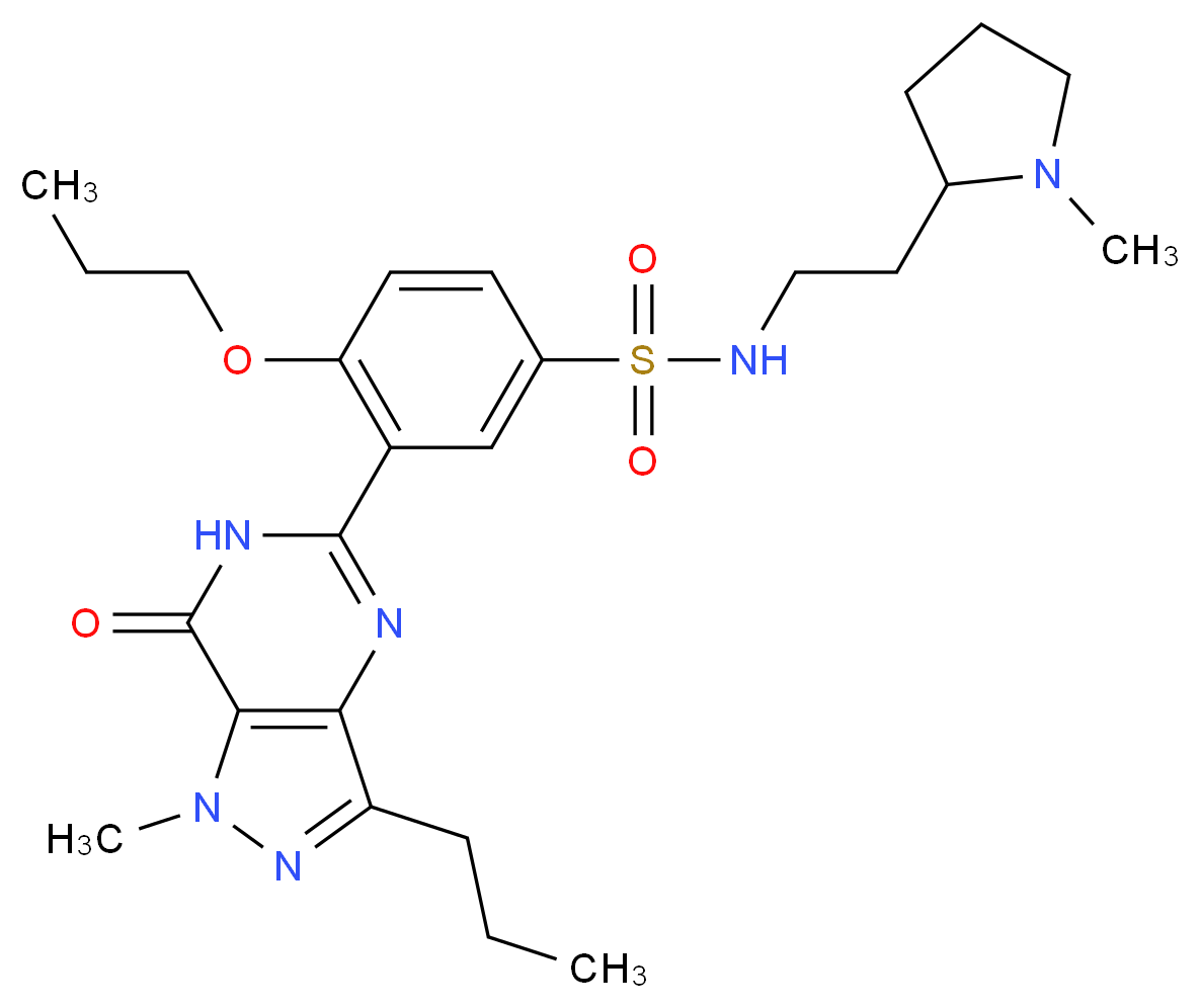 3-{1-methyl-7-oxo-3-propyl-1H,6H,7H-pyrazolo[4,3-d]pyrimidin-5-yl}-N-[2-(1-methylpyrrolidin-2-yl)ethyl]-4-propoxybenzene-1-sulfonamide_分子结构_CAS_569371-10-4
