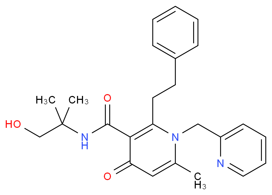 N-(2-hydroxy-1,1-dimethylethyl)-6-methyl-4-oxo-2-(2-phenylethyl)-1-(2-pyridinylmethyl)-1,4-dihydro-3-pyridinecarboxamide_分子结构_CAS_)