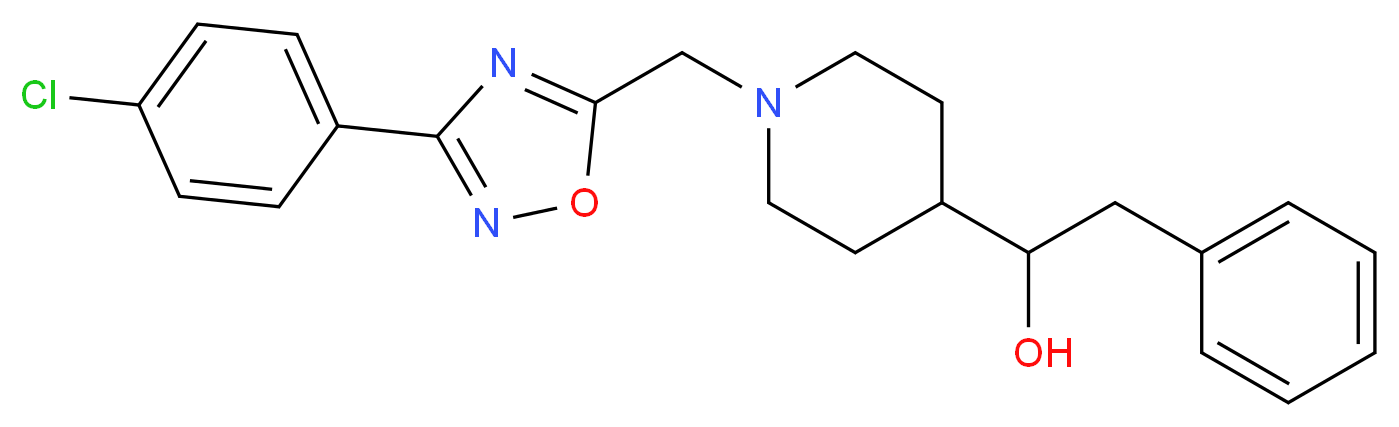 1-(1-{[3-(4-chlorophenyl)-1,2,4-oxadiazol-5-yl]methyl}-4-piperidinyl)-2-phenylethanol_分子结构_CAS_)