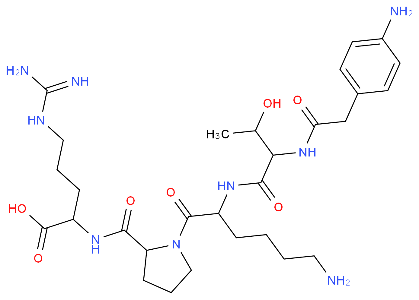2-{[1-(6-amino-2-{2-[2-(4-aminophenyl)acetamido]-3-hydroxybutanamido}hexanoyl)pyrrolidin-2-yl]formamido}-5-carbamimidamidopentanoic acid_分子结构_CAS_63147-94-4