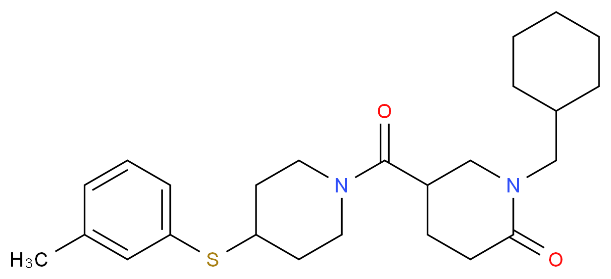 1-(cyclohexylmethyl)-5-({4-[(3-methylphenyl)thio]-1-piperidinyl}carbonyl)-2-piperidinone_分子结构_CAS_)