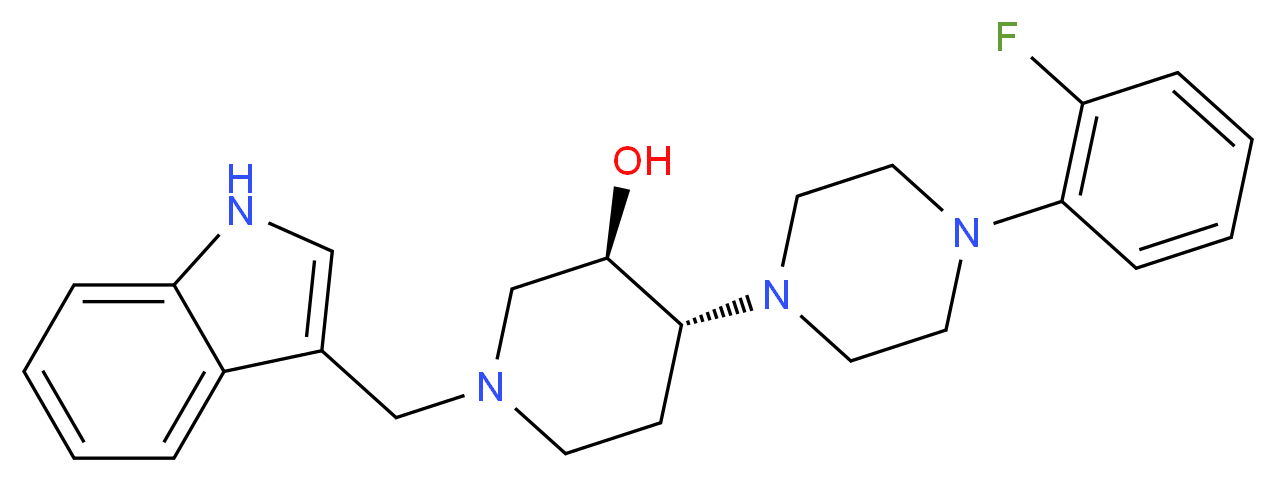 (3R*,4R*)-4-[4-(2-fluorophenyl)-1-piperazinyl]-1-(1H-indol-3-ylmethyl)-3-piperidinol_分子结构_CAS_)