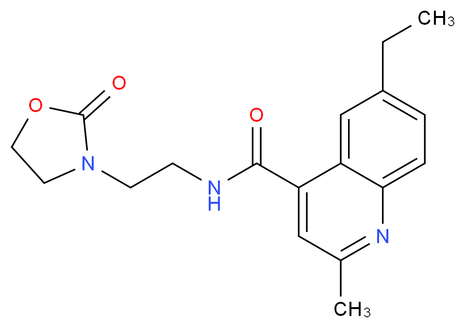 6-ethyl-2-methyl-N-[2-(2-oxo-1,3-oxazolidin-3-yl)ethyl]-4-quinolinecarboxamide_分子结构_CAS_)